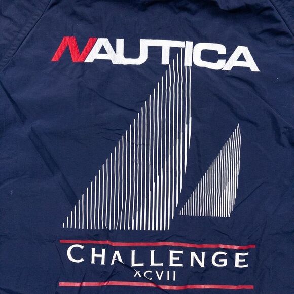 Vintage 90s Nautica Challenge XCVII Windbreaker Jacket L Navy Red Sailing Logo - Picture 5 of 7